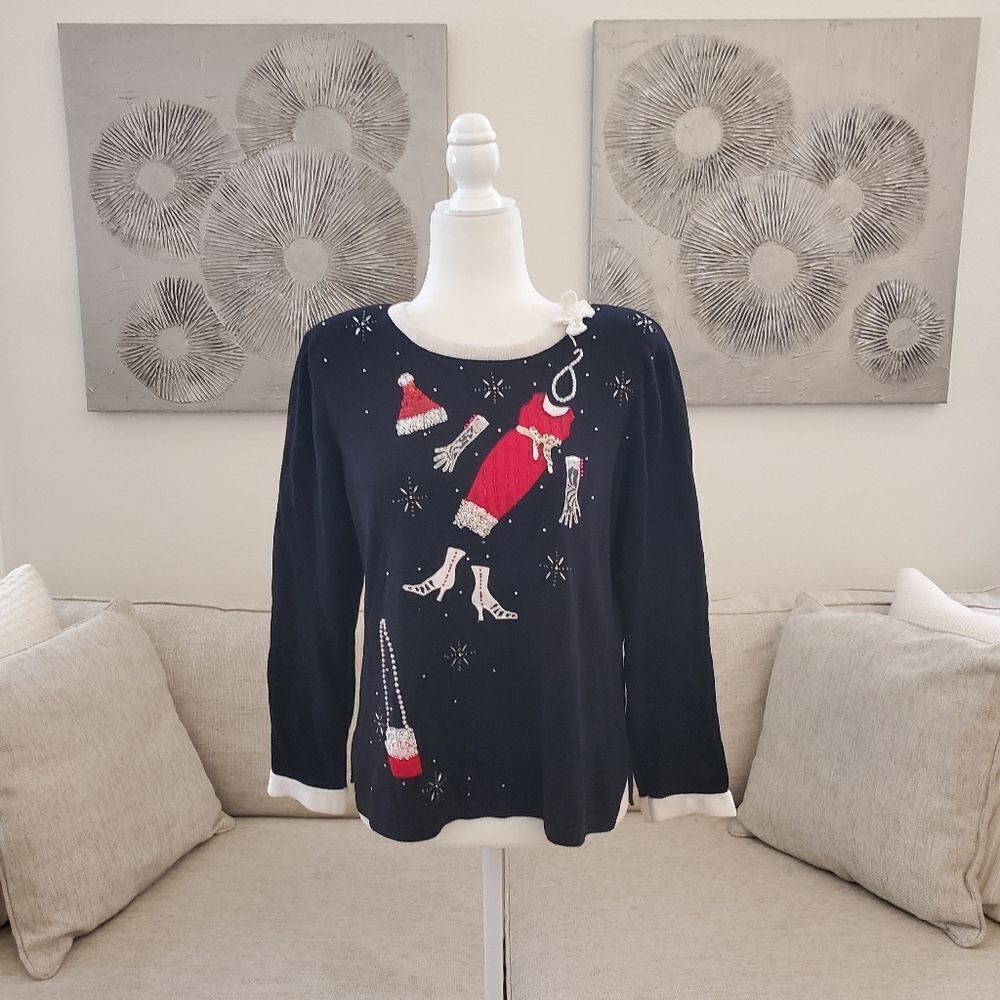 Berek Embellished Christmas Fancy Outfit Sweater sz Med